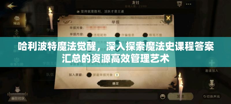 哈利波特魔法觉醒，深入探索魔法史课程答案汇总的资源高效管理艺术