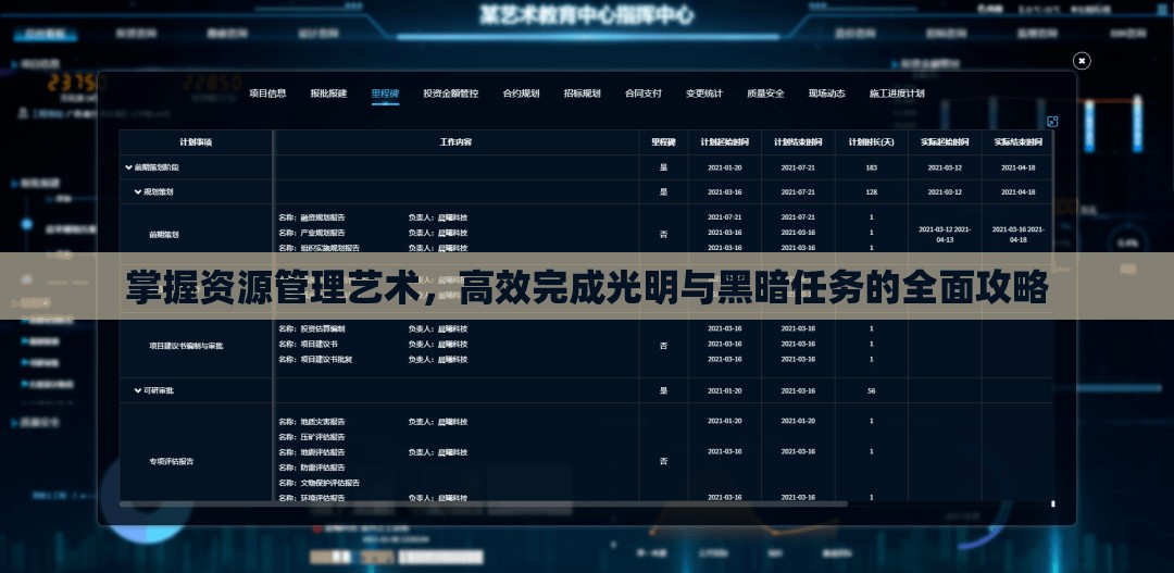 掌握资源管理艺术，高效完成光明与黑暗任务的全面攻略