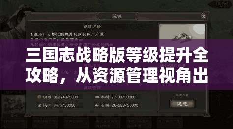 三国志战略版等级提升全攻略，从资源管理视角出发的高效升级策略