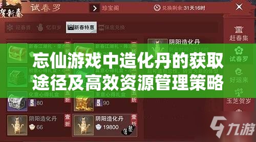 忘仙游戏中造化丹的获取途径及高效资源管理策略解析