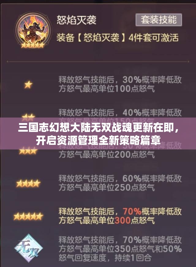 三国志幻想大陆无双战魂更新在即，开启资源管理全新策略篇章