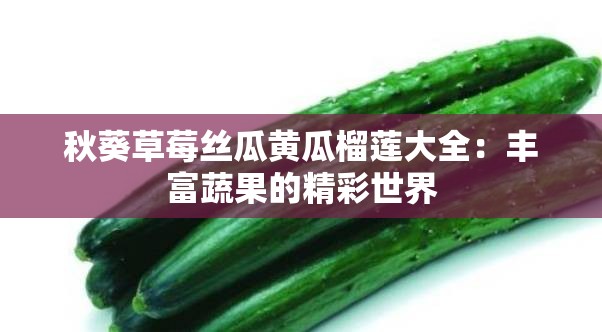 秋葵草莓丝瓜黄瓜榴莲大全：丰富蔬果的精彩世界