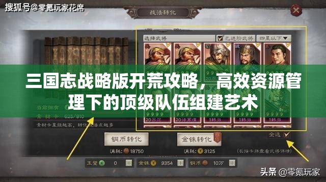 三国志战略版开荒攻略，高效资源管理下的顶级队伍组建艺术