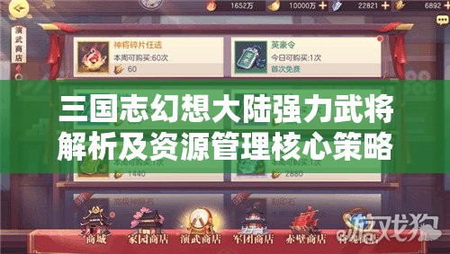 三国志幻想大陆强力武将解析及资源管理核心策略指南