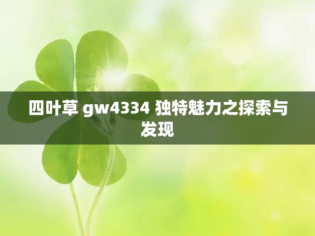 四叶草 gw4334 独特魅力之探索与发现