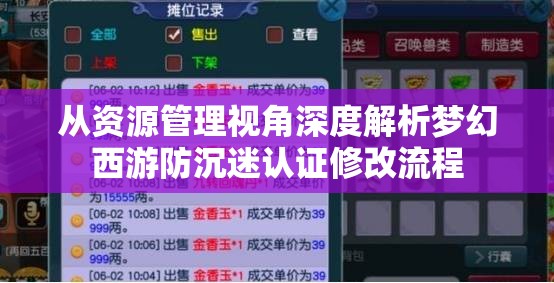 从资源管理视角深度解析梦幻西游防沉迷认证修改流程