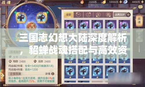 三国志幻想大陆深度解析，貂蝉战魂搭配与高效资源管理艺术