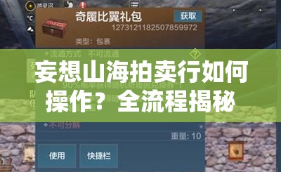 妄想山海拍卖行如何操作？全流程揭秘带你一探究竟！