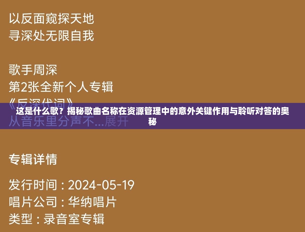 这是什么歌？揭秘歌曲名称在资源管理中的意外关键作用与聆听对答的奥秘