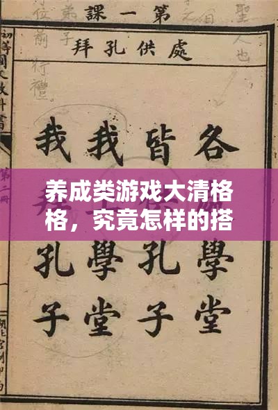 养成类游戏大清格格，究竟怎样的搭配策略能让你独宠后宫、宠冠群芳？