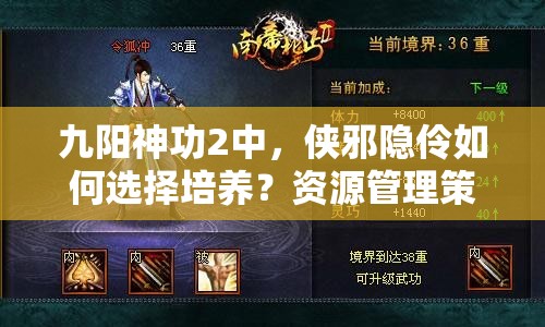 九阳神功2中，侠邪隐伶如何选择培养？资源管理策略成关键悬念！